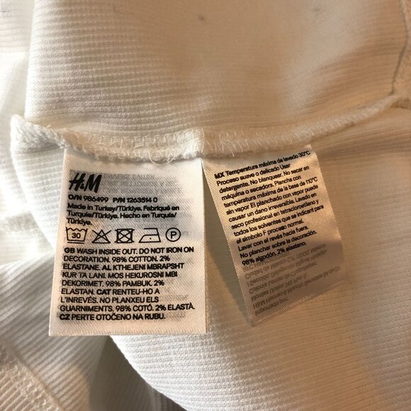 Divided H&M Womens T Shirt Ribbed Rhinestone Studded Short Sleeve White M - Picture 4 of 4